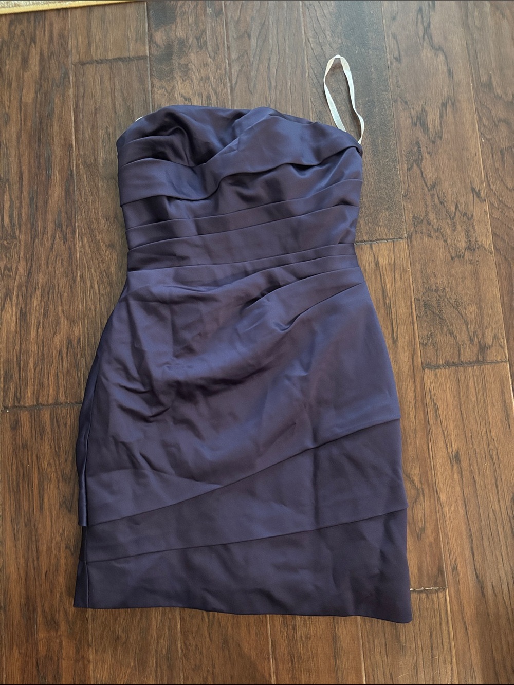 David's Bridal Strapless Midnight Blue Ruched Sheath Dress